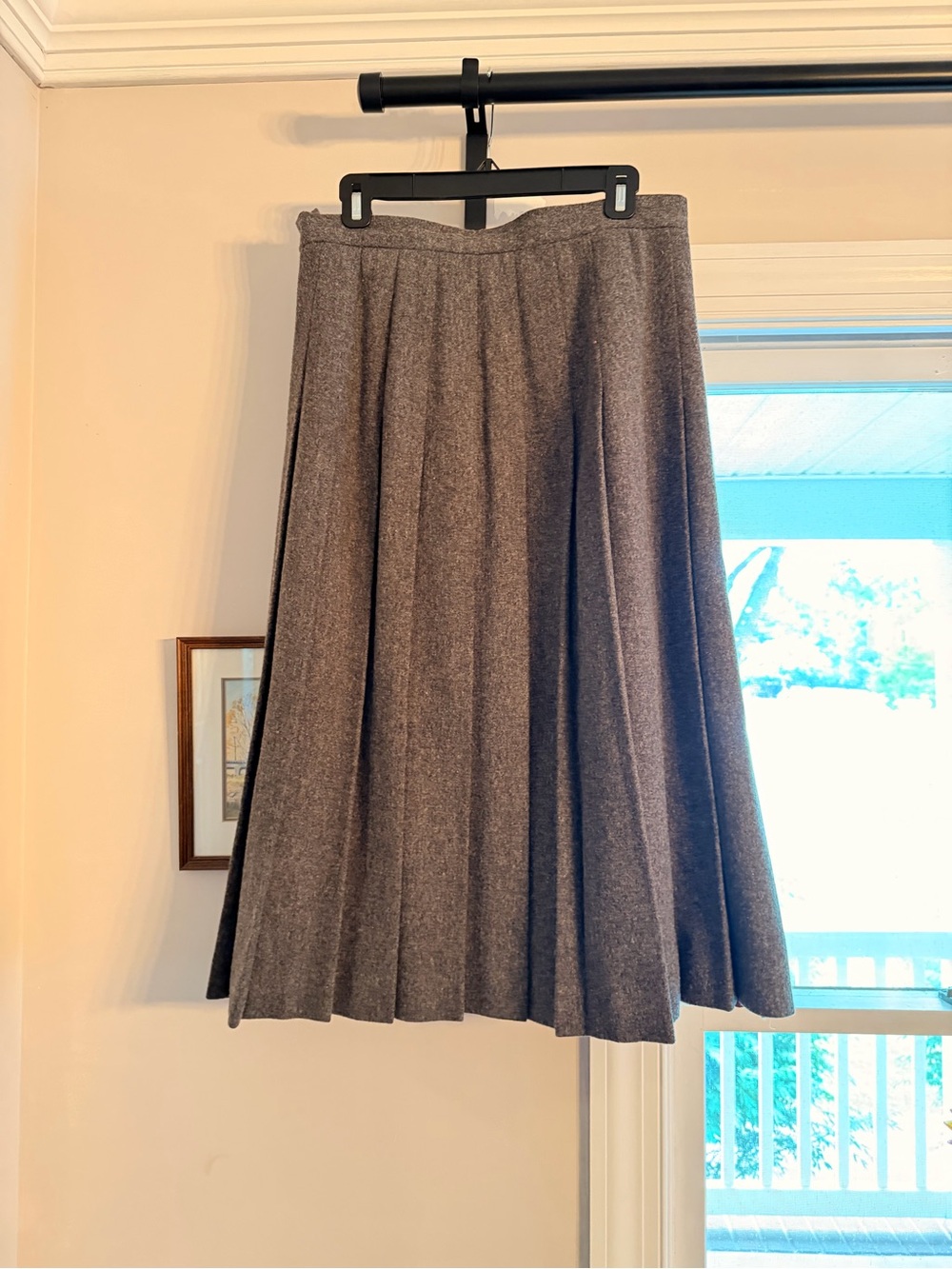 Vintage L.L. Bean Pleated Midi Skirt in Charcoal Gray - Picture 2 of 3